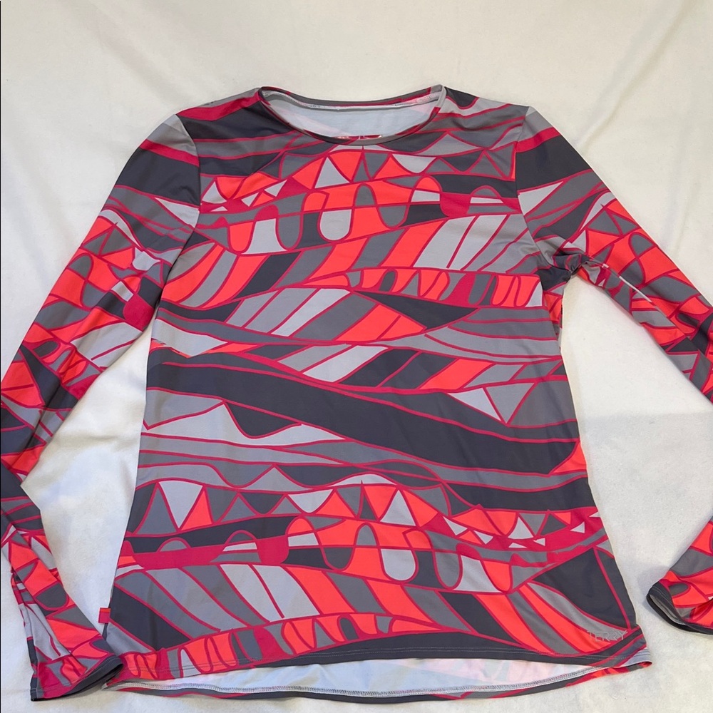 Women’s Terry' Long Sleeve cycling Performance Top - Pink & Gray Sz Small